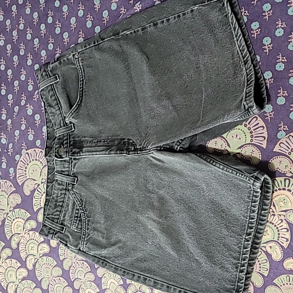 VTG Black Levi's Bermuda Orange Tab Denim Shorts Zip Fly